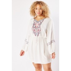 Embroidered Tunic Mini Dress