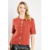 Encrusted Buttons Short Sleeve Top