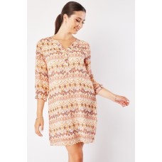 Ethnic Print Chiffon Tunic Dress