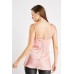 Faux Pearl Strap Cowl Neck Top