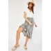 Flared Hem Snake Print Skirt