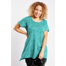 Floral Pattern Dip Hem Top