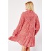 Flower Print Smock Buttoned Dress