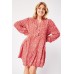 Flower Print Smock Buttoned Dress