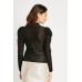 Gathered Shoulders Mesh Blouse