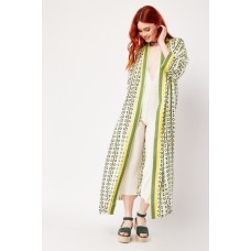 Geo Printed Open Front Longline Kimono