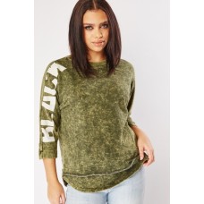 Graphic Print Sleeve Sweater
