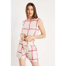 Grid Check Top And Shorts Set