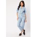 Lapel Collar Cotton Utility Jumpsuit