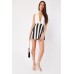 Low Plunge Striped Wrap Playsuit