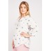 Owl Pattern V-Neck Blouse