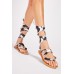 Printed Criss Cross Strap Flat Sandals