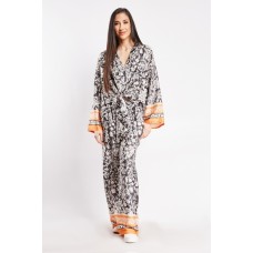 Printed Sateen Blouse And Trousers Set