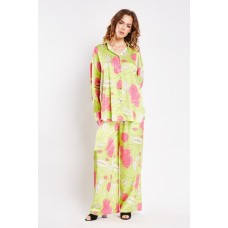 Printed Sateen Blouse And Trousers Set
