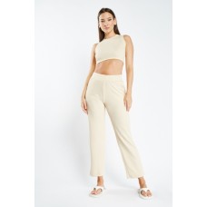 Ribbed Crop Top And Bottoms Set