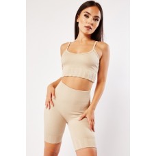 Ribbed Crop Top And Shorts Set
