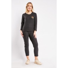 Ribbed Long Sleeve Top And Crop Trousers