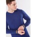 Ribbed Trim V-Neck Cotton Jumper