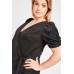Ruched Short Sleeve Black Top