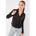 Silky Buttoned Ruched Blouse