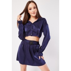 Silky Crop Top And Mini Skirt Set
