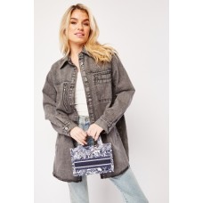 Washed Denim Longline Jacket