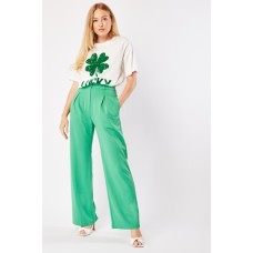 Wide Leg Plain Trousers