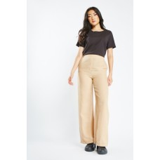 Wide Leg Textured Plain Trousers